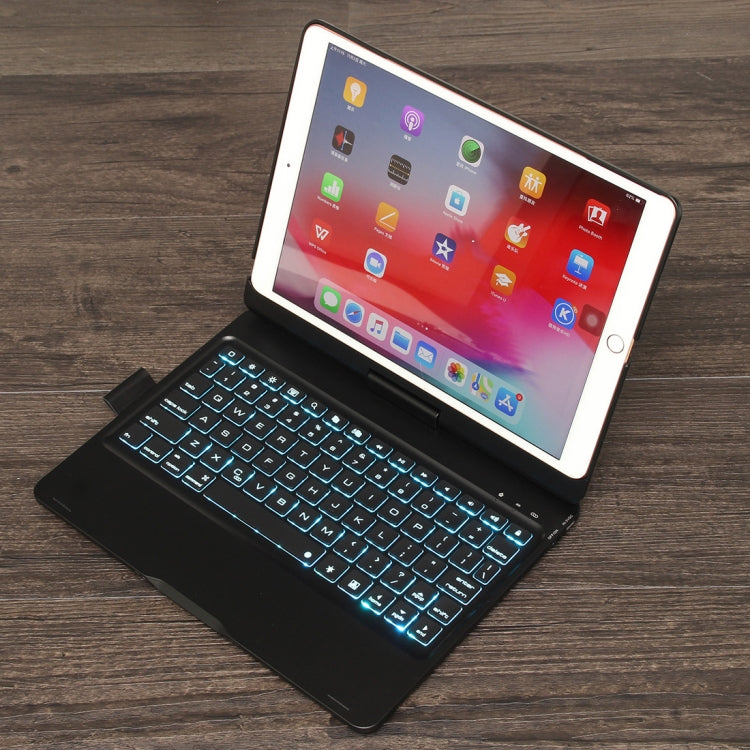 F102AS For iPad 10.2 inch Colorful Backlit Rotatable Bluetooth Keyboard Leather Tablet Case with Pen Slot Function (Silver) - Universal by PMC TechLife | Online Shopping South Africa | PMC TechLife