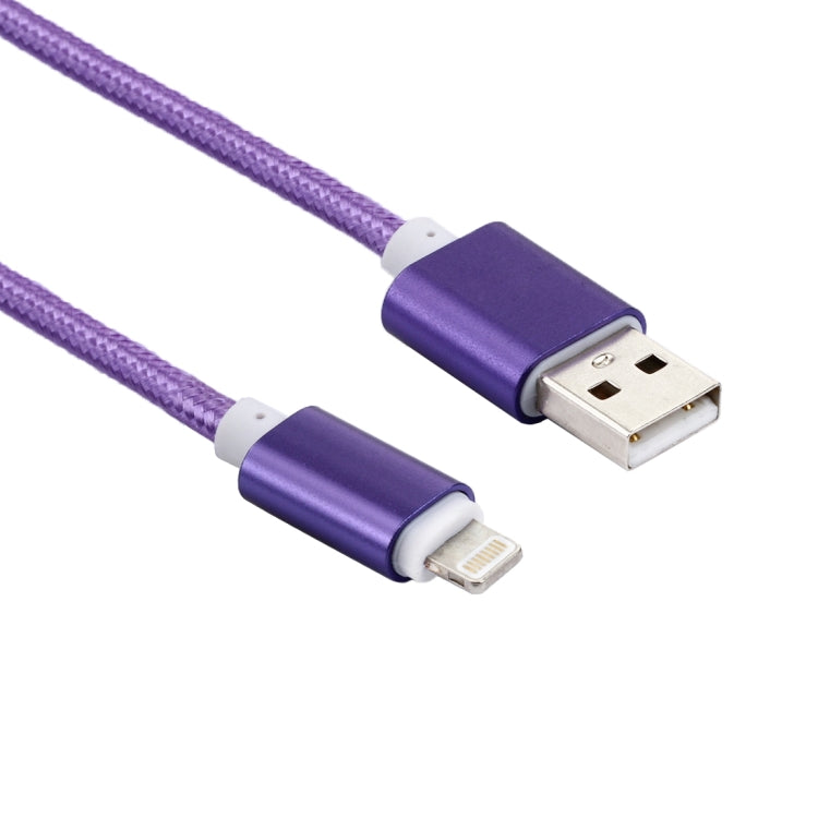 2m Woven Style Metal Head 84 Cores 8 Pin to USB 2.0 Data / Charger Cable(Purple) - Normal Style Cable by PMC Jewellery | Online Shopping South Africa | PMC Jewellery | Buy Now Pay Later Mobicred