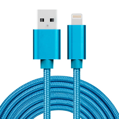 3m 3A Woven Style Metal Head 8 Pin to USB Data / Charger Cable(Blue) - Normal Style Cable by PMC Jewellery | Online Shopping South Africa | PMC Jewellery | Buy Now Pay Later Mobicred