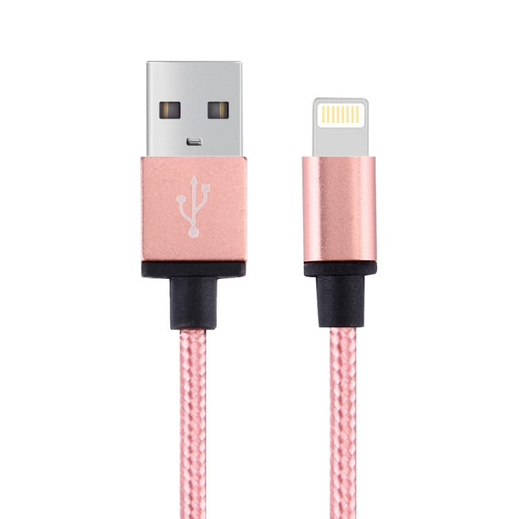 1m Woven Style Metal Head 58 Cores 8 Pin to USB 2.0 Data / Charger Cable(Magenta) - Normal Style Cable by PMC Jewellery | Online Shopping South Africa | PMC Jewellery | Buy Now Pay Later Mobicred