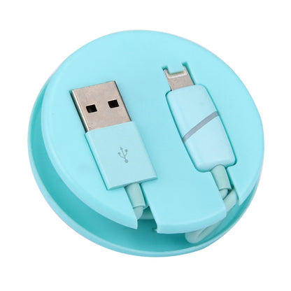 1m Circular Bobbin Gift Box Style 8 Pin to USB Data Sync Cable with Indicator for iPhone, iPad(Blue) - Normal Style Cable by PMC Jewellery | Online Shopping South Africa | PMC Jewellery | Buy Now Pay Later Mobicred