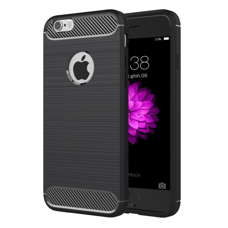 For iPhone 6 Plus & 6s Plus Brushed Texture Fiber TPU Rugged Armor Protective Case(Black) - More iPhone Cases by PMC TechLife | Online Shopping South Africa | PMC TechLife | Buy Now Pay Later Mobicred