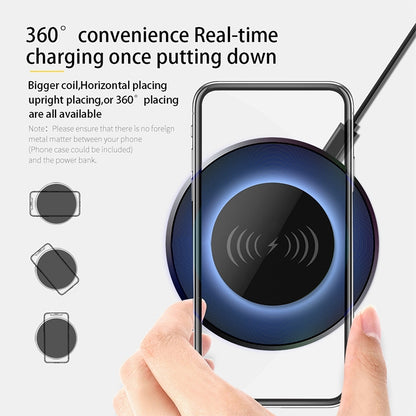 NewRixing NR-3500 Multi-function Atmosphere Light Wireless Charging Bluetooth Speaker with Hands-free Call Function, Support TF Card & USB & FM & AUX (Grey) - Desktop Speaker by NewRixing | Online Shopping South Africa | PMC Jewellery | Buy Now Pay Later Mobicred