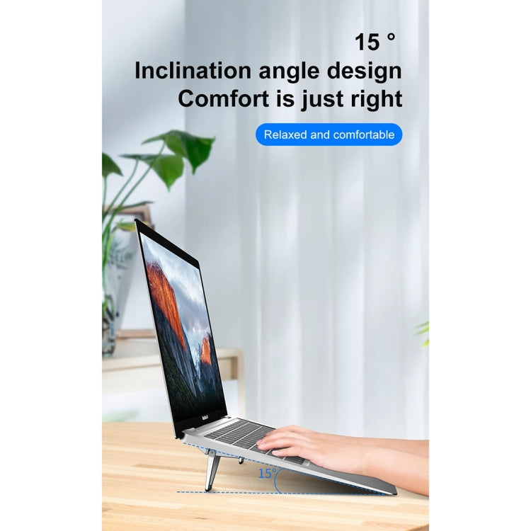 20 PCS R-JUST BJ01 Universal Stickable Shield Shape Laptop Foldable Stand(Silver) - free shipping - PMC TechLife - Order now!