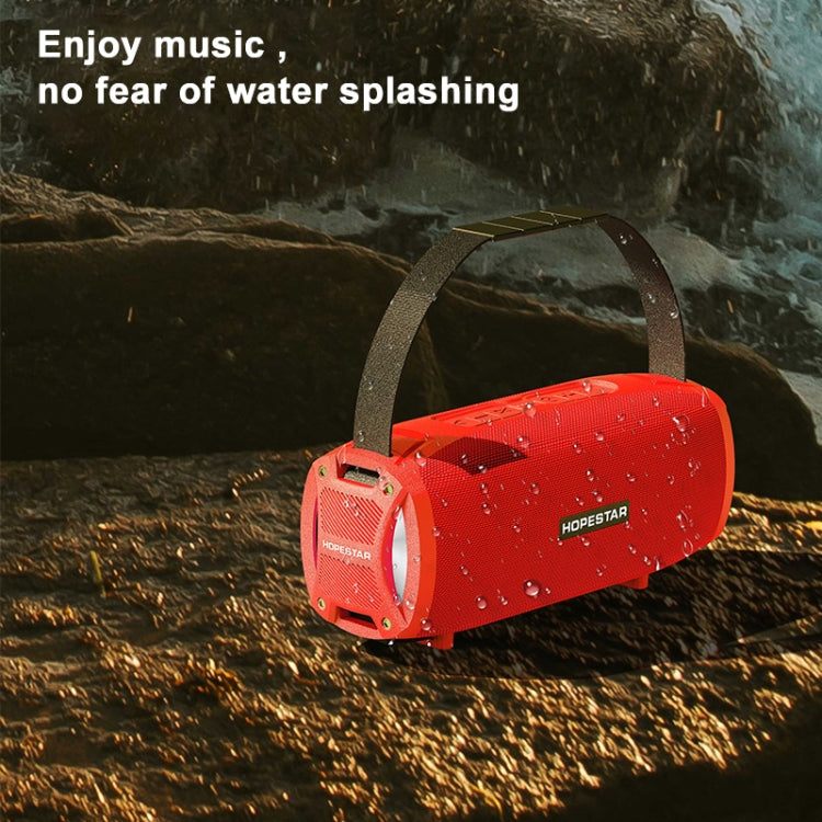 HOPESTAR H24 Pro TWS Portable Outdoor Waterproof Woven Textured Bluetooth Speaker with Rhythm Light, Support Hands-free Call & U Disk & TF Card & 3.5mm AUX & FM (Red) - Desktop Speaker by HOPESTAR | Online Shopping South Africa | PMC Jewellery | Buy Now Pay Later Mobicred