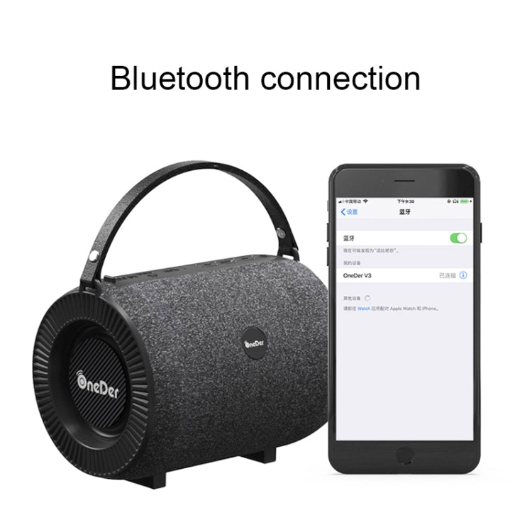 Oneder V3 Outdoor Hand-held Wireless Bluetooth Speaker, Support Hands-free & FM & TF Card & AUX & USB Drive (Black) - Desktop Speaker by OneDer | Online Shopping South Africa | PMC Jewellery | Buy Now Pay Later Mobicred