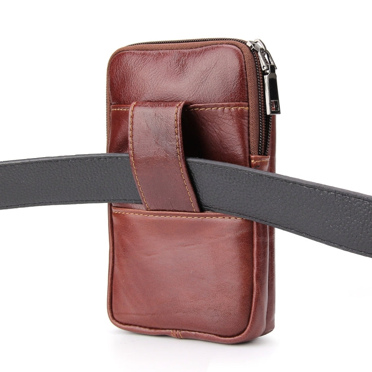 6.3 inch and Below Universal Crazy Horse Texture Genuine Leather Men Vertical Style Case Waist Bag with Belt Hole for Sony, Huawei, Meizu, Lenovo, ASUS, Cubot, Oneplus, Xiaomi, Ulefone, Letv, DOOGEE, Vkworld, and other Smartphones(Brown) - More iPhone Cases by PMC Jewellery | Online Shopping South Africa | PMC Jewellery | Buy Now Pay Later Mobicred
