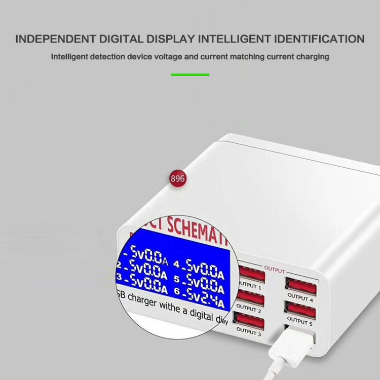 899 30W QC 3.0 6 USB Ports Fast Charger with LCD Digital Display, EU Plug - Multifunction Charger by PMC Jewellery | Online Shopping South Africa | PMC Jewellery | Buy Now Pay Later Mobicred