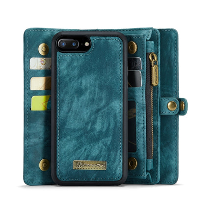 CaseMe for iPhone 8 Plus & 7 Plus   Multifunctional Leather Billfold with Detachable Magnetic PC Back Protective Case & Holder & 11 Card Slots & 3 Cash Slots & 1 Zipper Wallet & 2 Photo Frames & 3 Magnetic Clasps(Blue) - More iPhone Cases by CaseMe | Online Shopping South Africa | PMC Jewellery | Buy Now Pay Later Mobicred