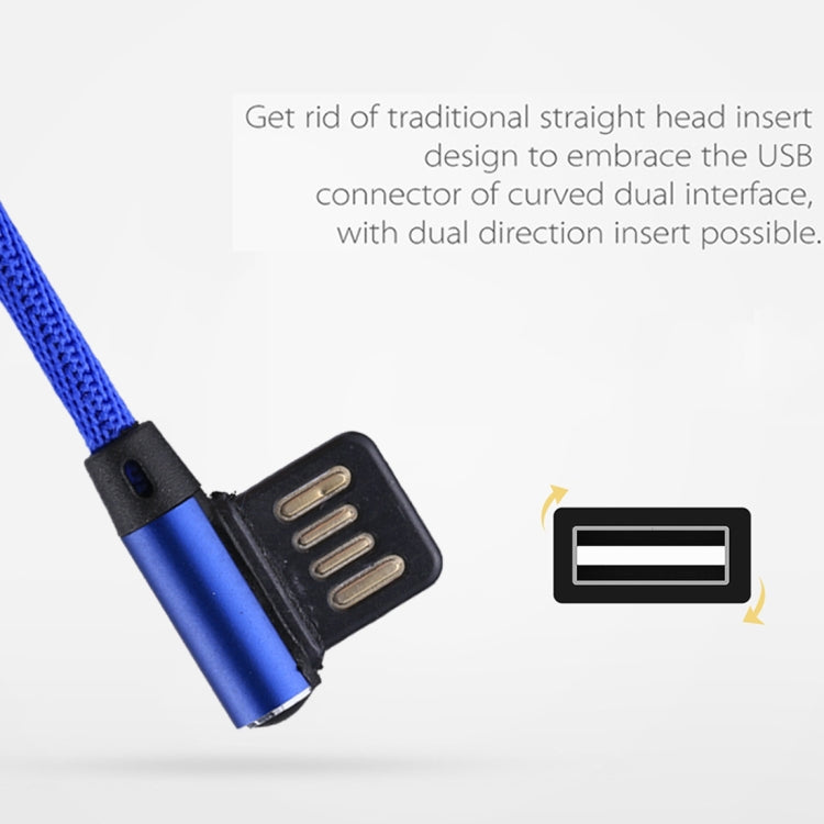 1m 2.4A Output USB to 8 Pin Double Elbow Design Nylon Weave Style Data Sync Charging Cable(Dark Blue) - Normal Style Cable by PMC Jewellery | Online Shopping South Africa | PMC Jewellery | Buy Now Pay Later Mobicred