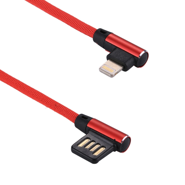 1m 2.4A Output USB to 8 Pin Double Elbow Design Nylon Weave Style Data Sync Charging Cable(Red) - Normal Style Cable by PMC Jewellery | Online Shopping South Africa | PMC Jewellery | Buy Now Pay Later Mobicred