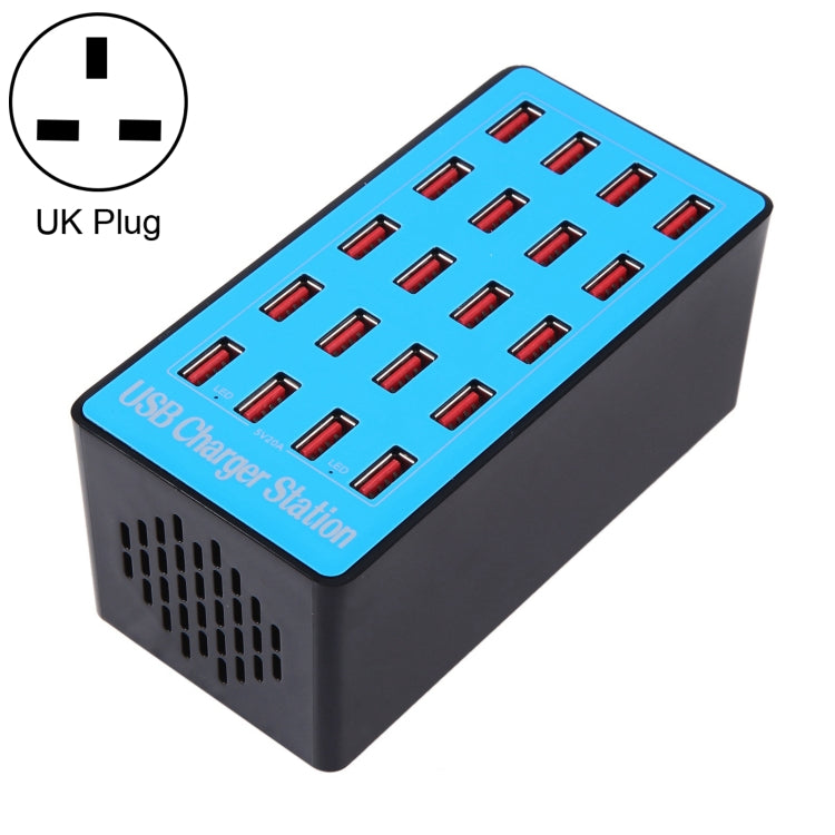 WLX-A5+ 100W 20 USB Ports Charger Station Automatically Assigned Smart Charger with Power LED Indicator, UK Plug - Multifunction Charger by PMC Jewellery | Online Shopping South Africa | PMC Jewellery | Buy Now Pay Later Mobicred