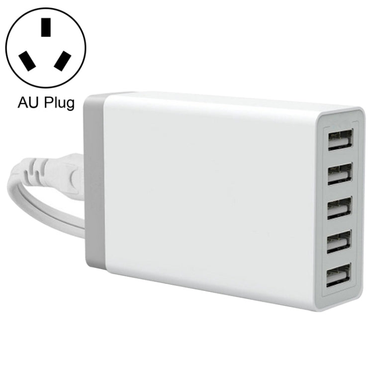 XBX09 40W 5V 8A 5 USB Ports Quick Charger Travel Charger, AU Plug(White) - Multifunction Charger by PMC Jewellery | Online Shopping South Africa | PMC Jewellery | Buy Now Pay Later Mobicred