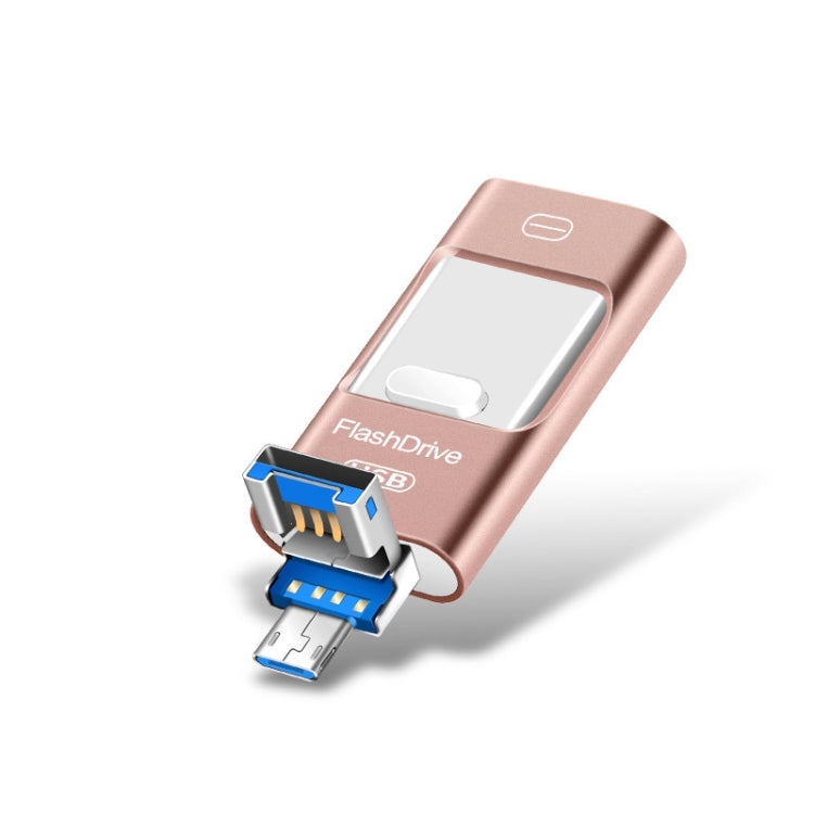 8GB USB 3.0 + 8 Pin + Mirco USB Android iPhone Computer Dual-use Metal Flash Drive (Rose Gold) - U Disk & Card Reader by PMC Jewellery | Online Shopping South Africa | PMC Jewellery | Buy Now Pay Later Mobicred