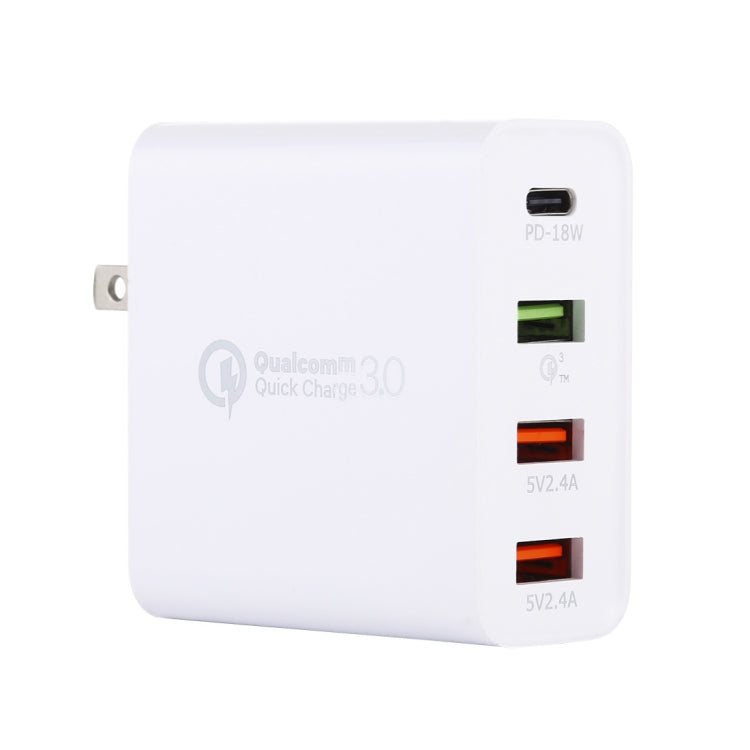 A3 PD 18W USB-C / Type-C + QC3.0 USB + Dual USB Interface Travel Charger Set, US Plug / EU Plug / UK Plug - USB Charger by PMC Jewellery | Online Shopping South Africa | PMC Jewellery | Buy Now Pay Later Mobicred