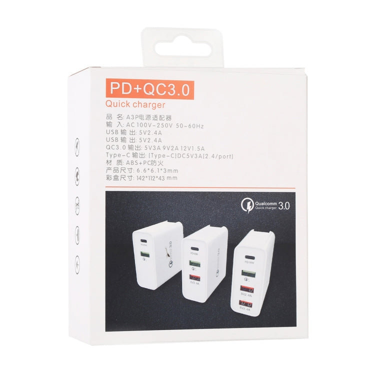 A3 PD 18W USB-C / Type-C + QC3.0 USB + Dual USB Interface Travel Charger Set, US Plug / EU Plug / UK Plug - USB Charger by PMC Jewellery | Online Shopping South Africa | PMC Jewellery | Buy Now Pay Later Mobicred