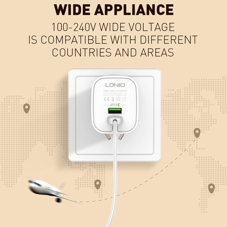 LDNIO A201 2.4A Dual USB Charging Head Travel Direct Charge Mobile Phone Adapter Charger With Micro USB Data Cable(UK Plug) - free shipping - PMC Jewellery - Order now!