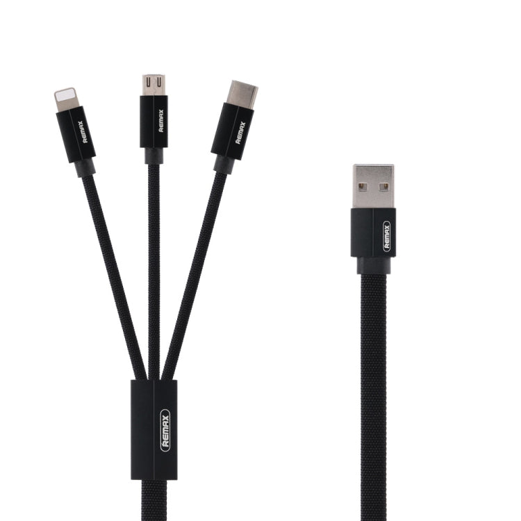 REMAX RC-094TH 1m 2.4A 3 in 1 USB to 8 Pin & USB-C / Type-C & Micro USB  Fast Charging Data Cable(Black) - Multifunction Cable by REMAX | Online Shopping South Africa | PMC Jewellery | Buy Now Pay Later Mobicred