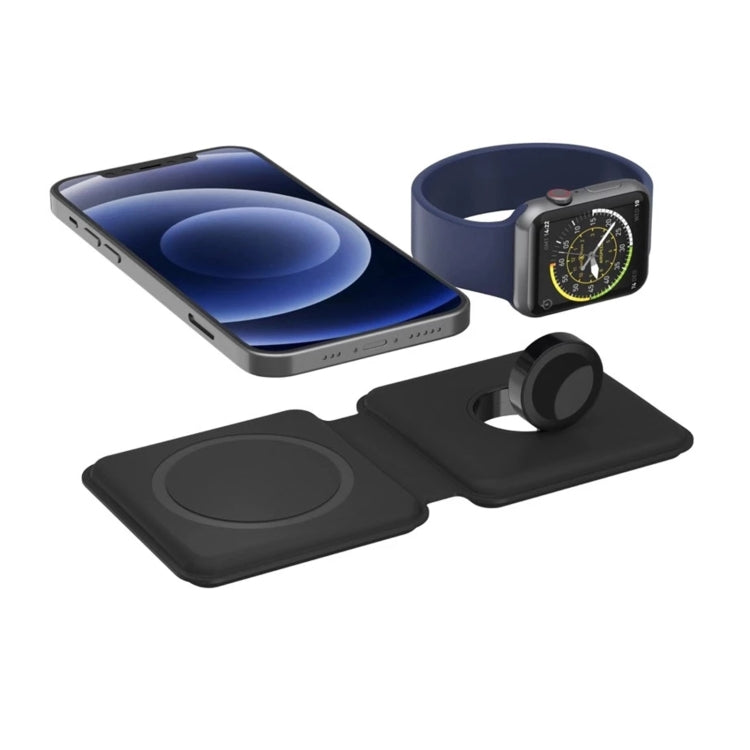 Q500 Foldable Magnetic Dual Wireless Charger for Phones / iWatch / AirPods(Black) - Wireless Charger by PMC Jewellery | Online Shopping South Africa | PMC Jewellery | Buy Now Pay Later Mobicred