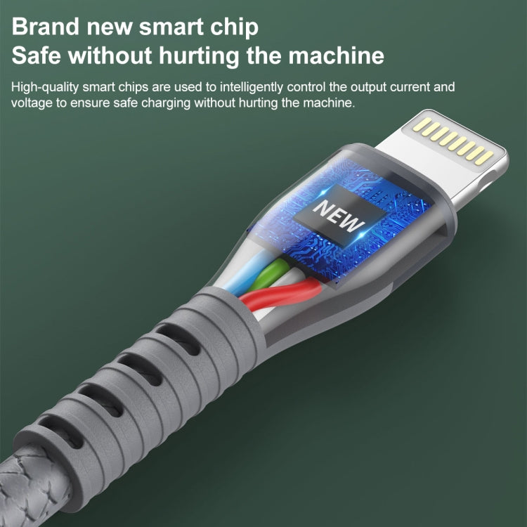 IVON CA92 2.4A Max USB to 8 Pin Rubber Fast Charging Data Cable, Length: 1.5m (Grey) - Normal Style Cable by IVON | Online Shopping South Africa | PMC Jewellery | Buy Now Pay Later Mobicred