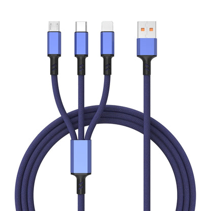 Braided 3A 3 in 1 USB to Type-C / 8 Pin / Micro USB Fast Charging Cable, Cable Length: 1.2m(Blue) - Multifunction Cable by PMC Jewellery | Online Shopping South Africa | PMC Jewellery | Buy Now Pay Later Mobicred