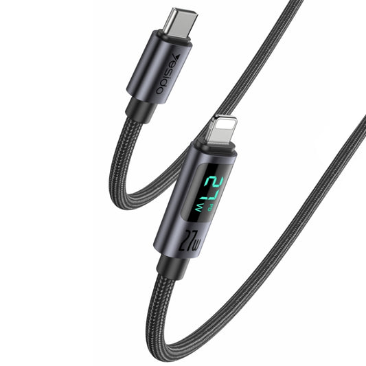 Yesido CA157 PD27W USB-C / Type-C to 8 Pin Digital Display Charging Data Cable, Cable Length: 1.2m (Black) - 2 in 1 Cable by Yesido | Online Shopping South Africa | PMC Jewellery | Buy Now Pay Later Mobicred