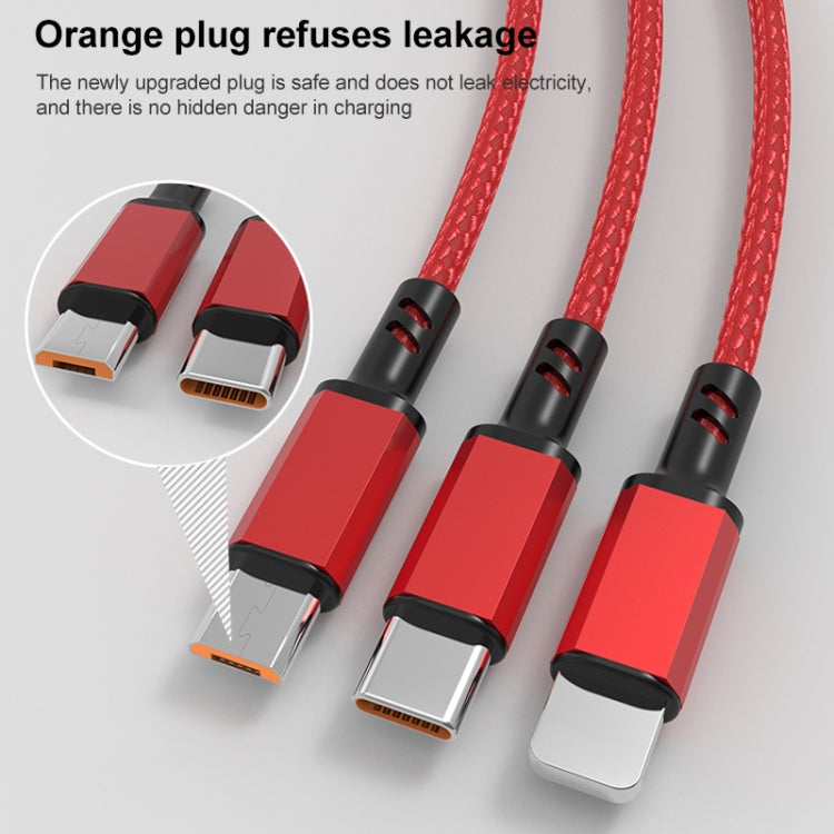 Orange Plug 3A 3 in 1 USB to Type-C / 8 Pin / Micro USB Fast Charging Cable, Cable Length: 1.2m(Silver) - Multifunction Cable by PMC Jewellery | Online Shopping South Africa | PMC Jewellery | Buy Now Pay Later Mobicred