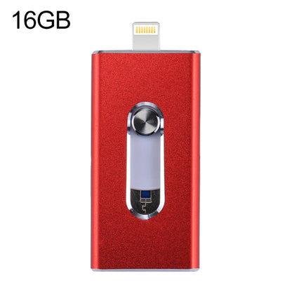 RQW-02  3 in 1 USB 2.0 & 8 Pin & Micro USB 16GB Flash Drive(Red) - U Disk & Card Reader by PMC Jewellery | Online Shopping South Africa | PMC Jewellery | Buy Now Pay Later Mobicred