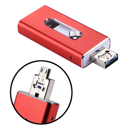 RQW-02  3 in 1 USB 2.0 & 8 Pin & Micro USB 16GB Flash Drive(Red) - U Disk & Card Reader by PMC Jewellery | Online Shopping South Africa | PMC Jewellery | Buy Now Pay Later Mobicred