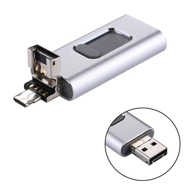 easyflash RQW-01B 3 in 1 USB 2.0 & 8 Pin & Micro USB 128GB Flash Drive(Silver) - U Disk & Card Reader by PMC Jewellery | Online Shopping South Africa | PMC Jewellery | Buy Now Pay Later Mobicred