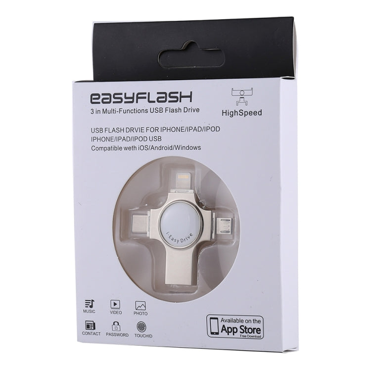 RQW-11S 4 in 1 USB 2.0 & 8 Pin & Micro USB & USB-C / Type-C 64GB Flash Drive - free shipping - PMC Jewellery - Order now!