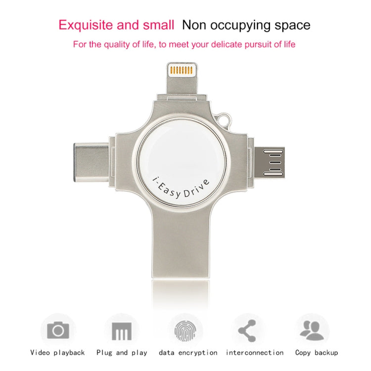 RQW-11S 4 in 1 USB 2.0 & 8 Pin & Micro USB & USB-C / Type-C 64GB Flash Drive - free shipping - PMC Jewellery - Order now!
