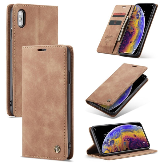 For iPhone XS Max CaseMe-013 Multifunctional Retro Frosted Horizontal Flip Leather Case with Card Slot & Holder & Wallet(Brown) - More iPhone Cases by CaseMe | Online Shopping South Africa | PMC Jewellery | Buy Now Pay Later Mobicred