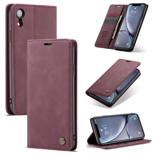 For iPhone XR CaseMe-013 Multifunctional Retro Frosted Horizontal Flip Leather Case with Card Slot & Holder & Wallet(Wine Red) - More iPhone Cases by CaseMe | Online Shopping South Africa | PMC Jewellery | Buy Now Pay Later Mobicred