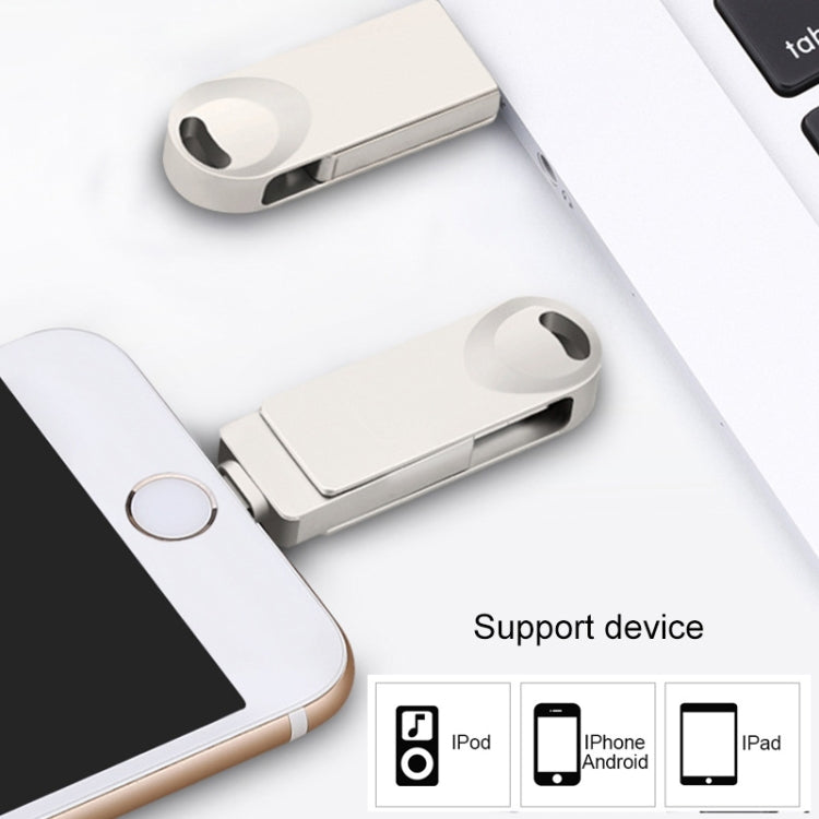 S29 3 in 1 64GB Micro USB + USB + 8 Pin Interface Metal Twister Flash Disk(Silver) - free shipping - PMC Jewellery - Order now!