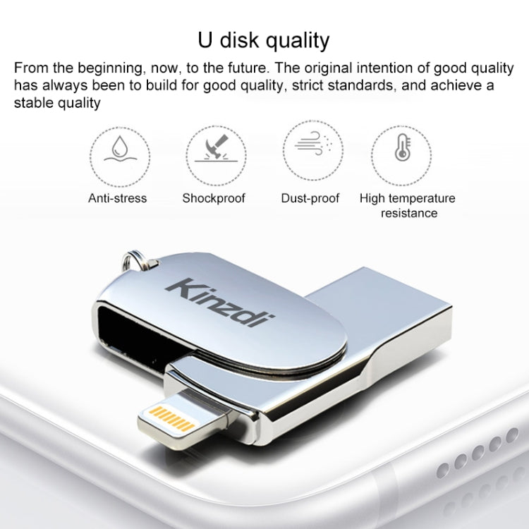 Kinzdi 32GB USB + 8 Pin Interface Metal Twister Flash U Disk (Silver) - USB Flash Drives by Kinzdi | Online Shopping South Africa | PMC Jewellery | Buy Now Pay Later Mobicred