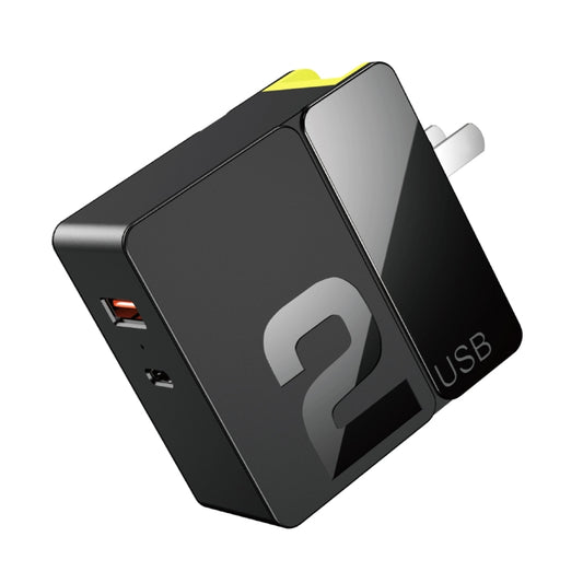 ROCK RWC-0440 18W QC4.0 / QC3.0 / FCP Dual USB + PPS / PD3.0 / PD2.0 / FCP Dual USB-C / Type-C Interface Travel Charger with Foldable Plug, Chinese Plug(Black) - USB Charger by ROCK | Online Shopping South Africa | PMC Jewellery | Buy Now Pay Later Mobicred