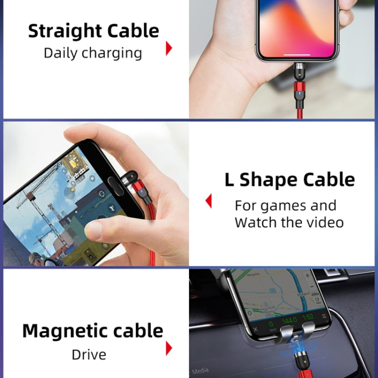 1m 2A Output USB to 8 Pin Nylon Braided Rotate Magnetic Charging Cable(Red) - Charging Cable & Head by PMC Jewellery | Online Shopping South Africa | PMC Jewellery | Buy Now Pay Later Mobicred