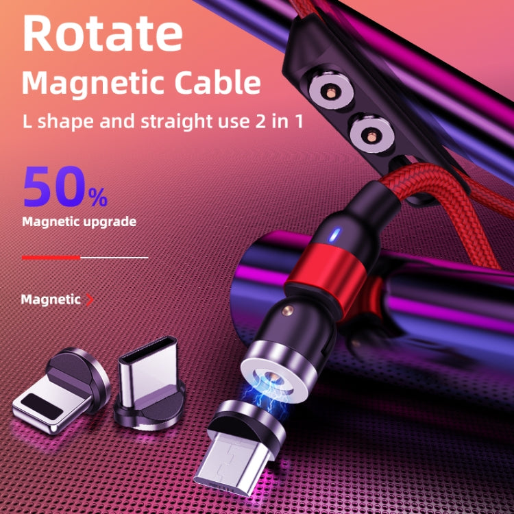 2m 2A Output 3 in 1 USB to 8 Pin + USB-C / Type-C + Micro USB Nylon Braided Rotate Magnetic Charging Cable (Red) - Charging Cable & Head by PMC Jewellery | Online Shopping South Africa | PMC Jewellery | Buy Now Pay Later Mobicred