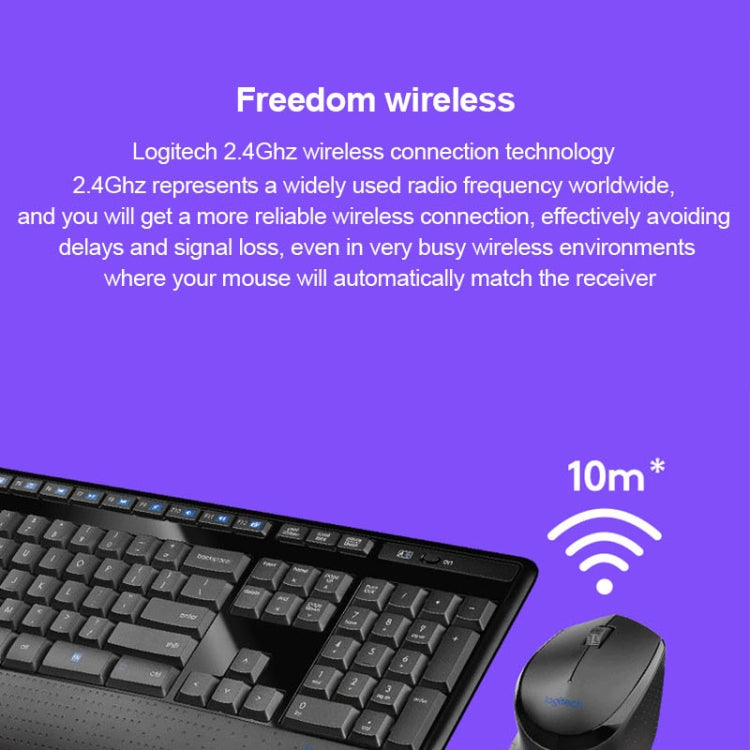 Logitech MK345 Wireless Full-size Keyboard + 2.4GHz 1000DPI Wireless Optical Mouse Set with Nano Receiver(Black) - free shipping - PMC Jewellery - Order now!