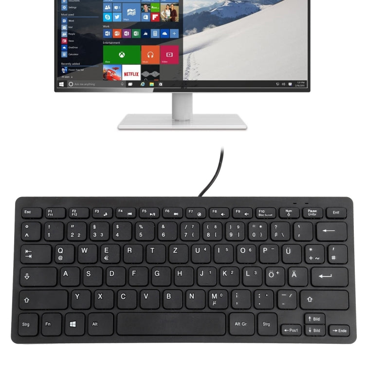 TT-A01 Ultra-thin Design Mini Wired Keyboard, German Version (Black) - Wired Keyboard by PMC TechLife | Online Shopping South Africa | PMC TechLife | Buy Now Pay Later Mobicred