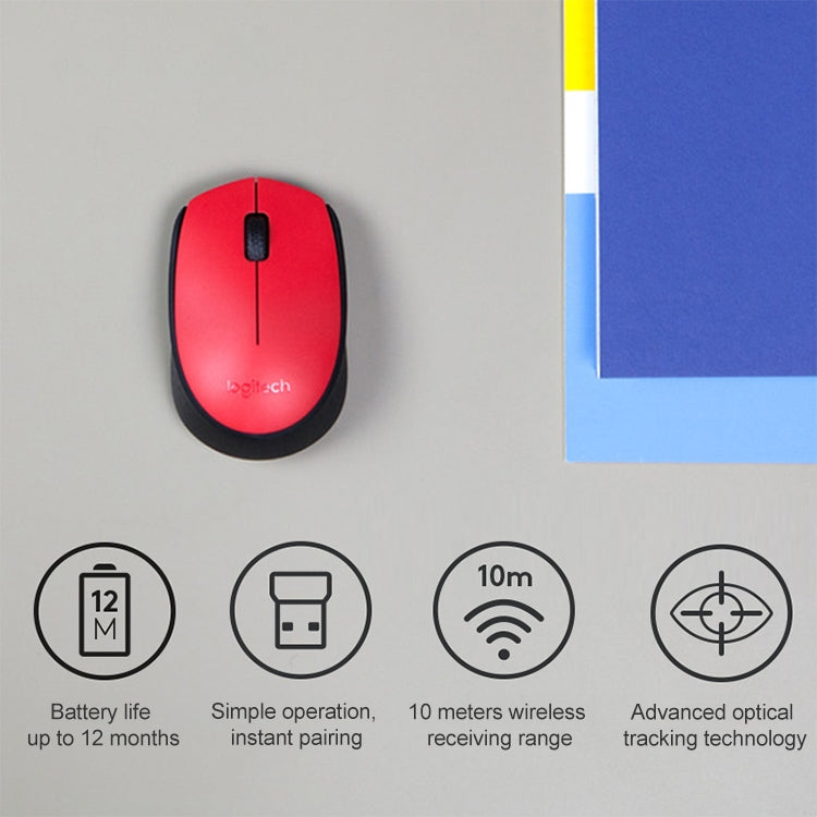 Logitech M170 1000DPI USB Wireless Mouse with 2.4G Receiver (Red) - Wireless Mice by Logitech | Online Shopping South Africa | PMC Jewellery | Buy Now Pay Later Mobicred