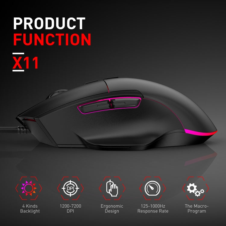 MKESPN X11 7-buttons 7200DPI RGB Wired Macro-definition Gaming Mouse - Wired Mice by MKESPN | Online Shopping South Africa | PMC Jewellery | Buy Now Pay Later Mobicred