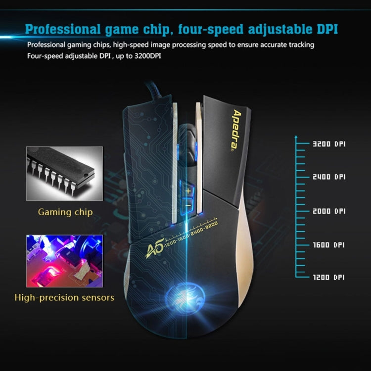 Apedra iMICE A5 High Precision Gaming Mouse LED four color controlled breathing light USB 7 Buttons 3200 DPI Wired Optical Gaming Mouse for Computer PC Laptop(Black) - Wired Mice by iMICE | Online Shopping South Africa | PMC TechLife | Buy Now Pay Later Mobicred