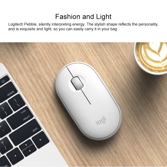 Logitech Pebble Cobblestone Shape Thin 3-keys 1000DPI Mute Wireless Bluetooth Optical Mouse, Wireless Range: 10m (Black) - Wireless Mice by Logitech | Online Shopping South Africa | PMC Jewellery | Buy Now Pay Later Mobicred