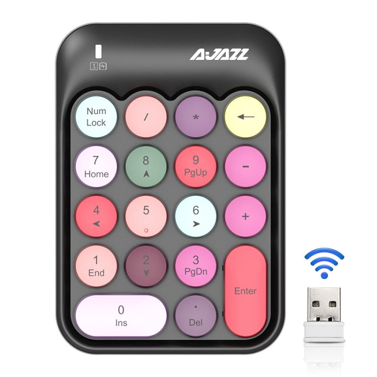 Ajazz AK18 2.4G Mini Wireless Mixed Color Keys Numeric Keyboard (Black) - Wireless Keyboard by Ajazz | Online Shopping South Africa | PMC Jewellery | Buy Now Pay Later Mobicred