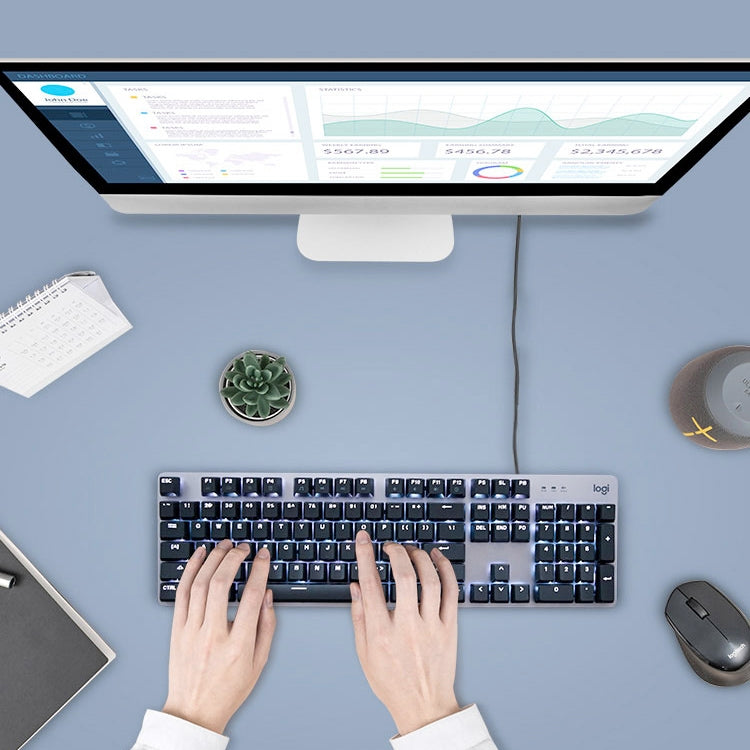 Logitech K845 CHERRY Blue Axis Backlit Mechanical Wired Keyboard, Cable Length: 1.8m - free shipping - PMC Jewellery - Order now!