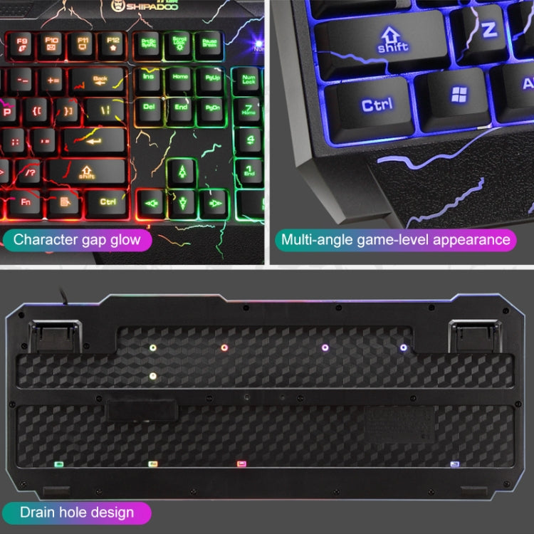 SHIPADOO D620 104-key Wired RGB Color Cracked Backlight Gaming Keyboard Mouse Kit for Laptop, PC - Wired Keyboard by SHIPADOO | Online Shopping South Africa | PMC Jewellery