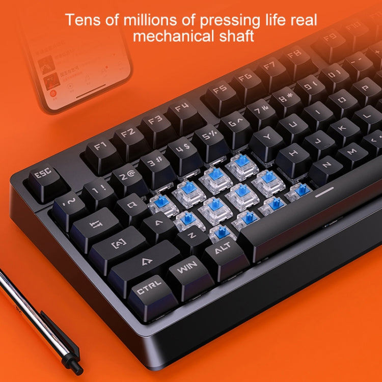 YINDIAO K300 USB Detachable Panel Mechanical Lighting Blue Shaft Gaming Wired Keyboard(Black) - free shipping - PMC Jewellery - Order now!