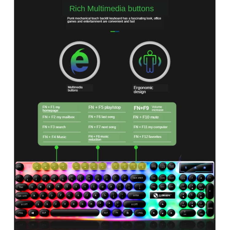 TX300 Mechanical Feel Backlight Punk Wired Keyboard Mouse Set (Black) - free shipping - PMC TechLife - Order now!
